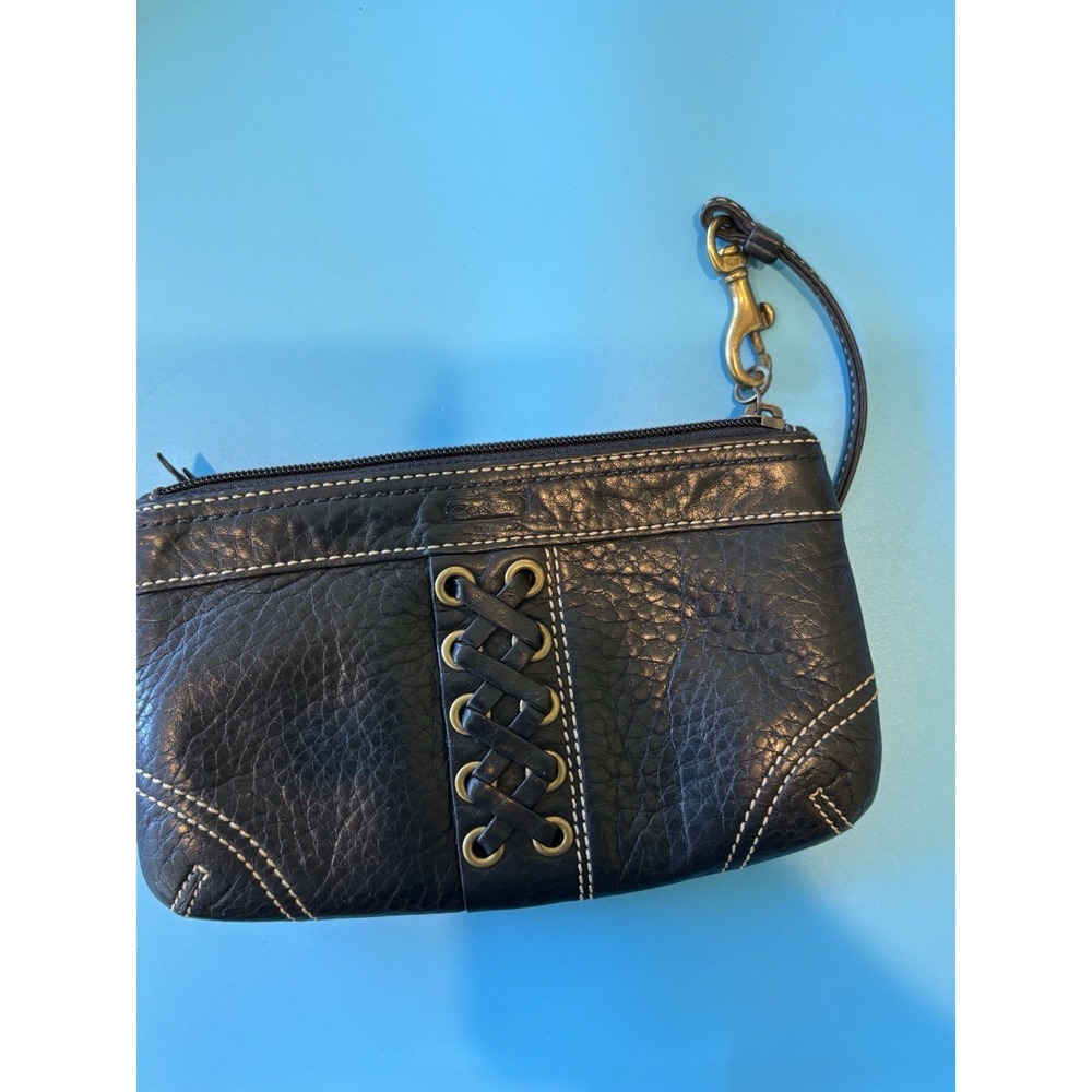 coach black leather wristlet vintage
